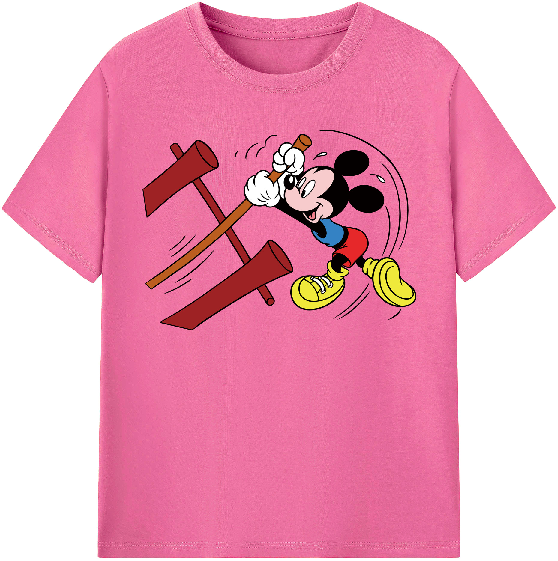 （画像用） ミッキーマウス Mickey Mouse レディースカジュアルプリントTシャツ（綿100％）